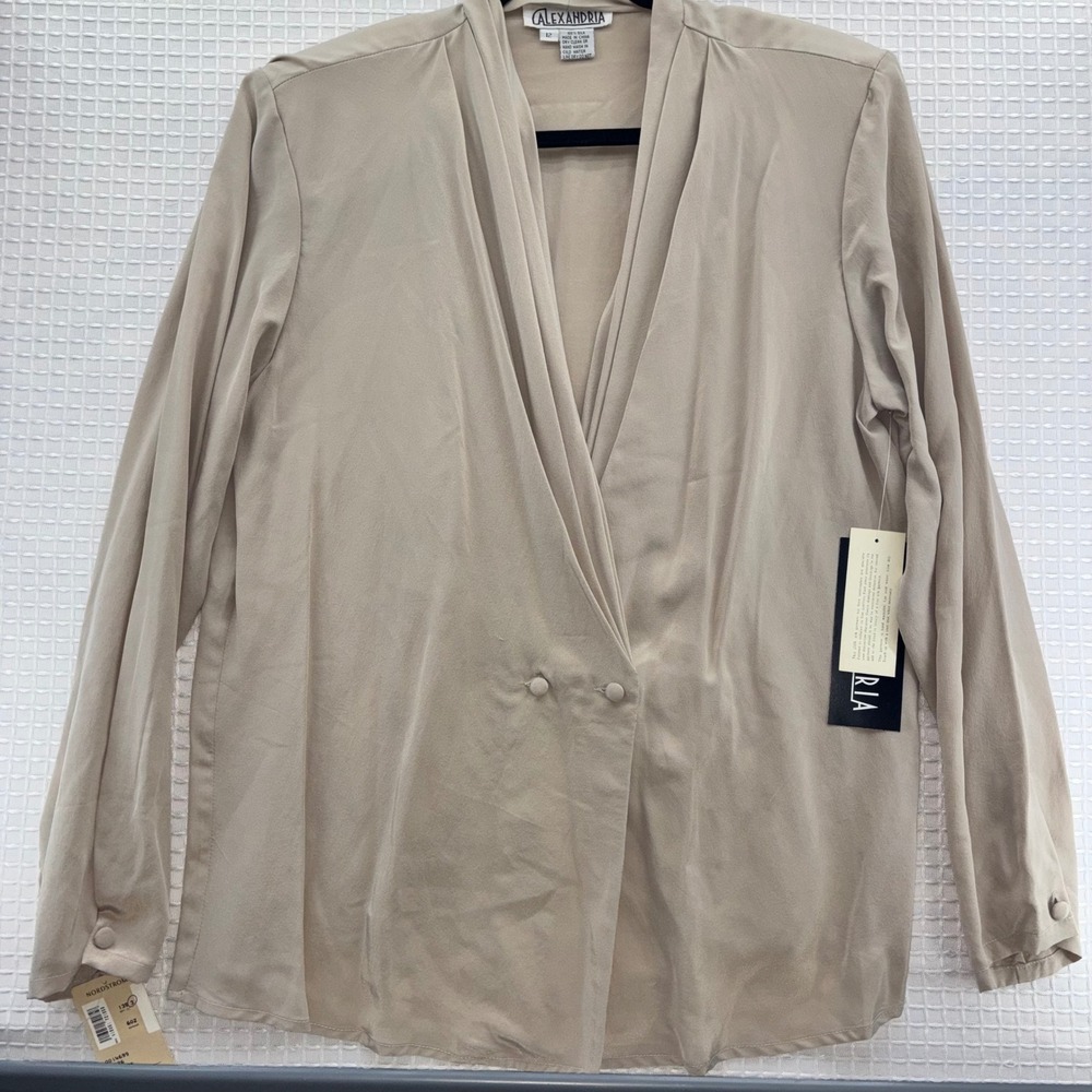 Vintage Alexandria Washable Silk Open Cardigan Beige Taupe Nordstrom Size 12 NWT